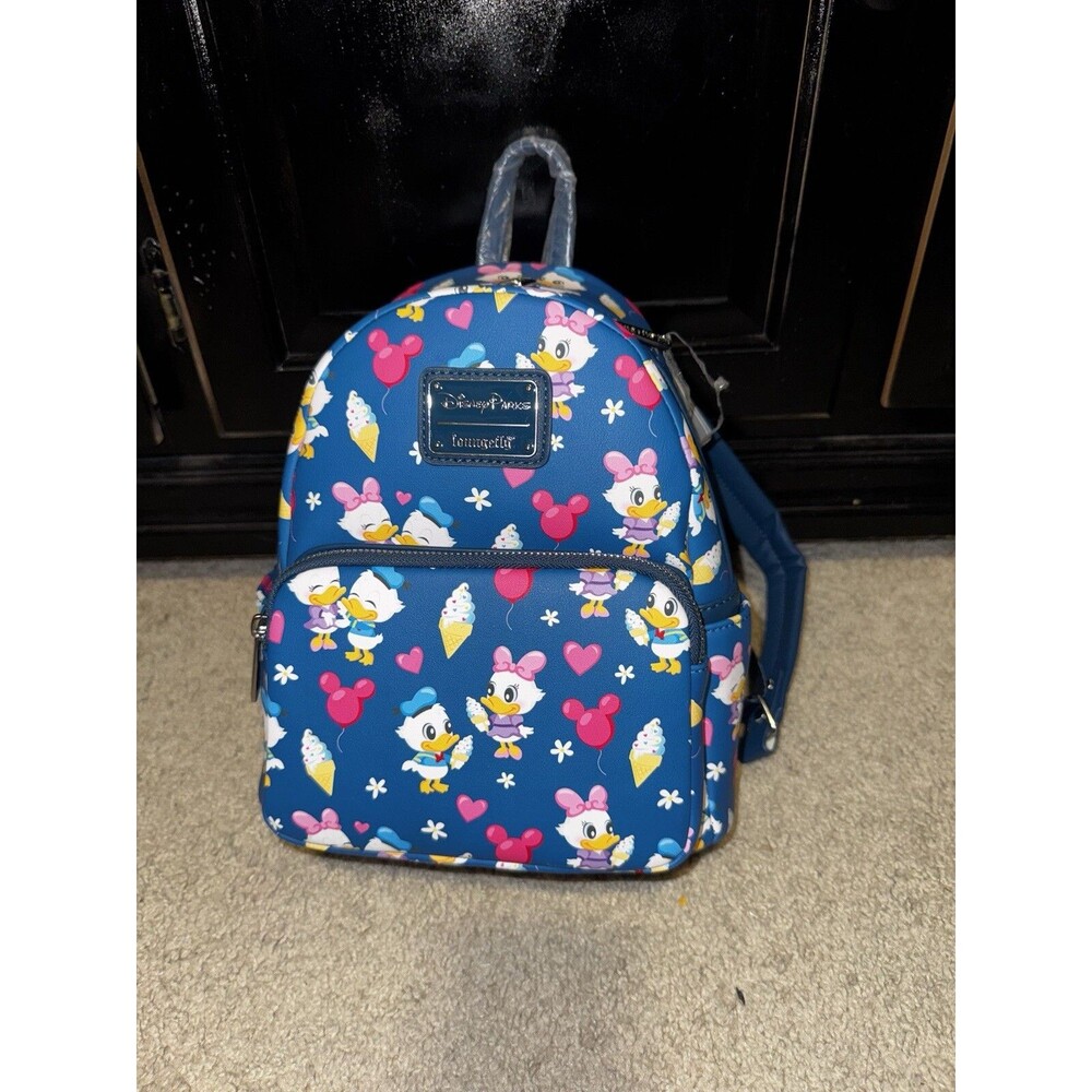 Donald and Daisy Duck mini Backpack Love by Loungefly & Disney & Keychain NEW
